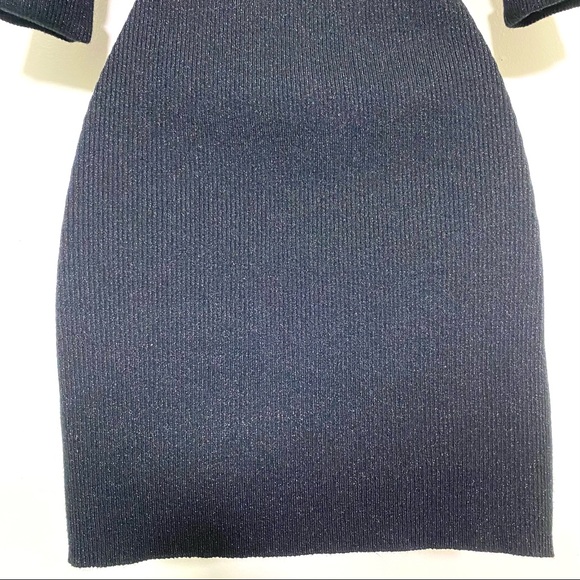 INC cowl neck cuffed short sleeve BLACK sparkly sweater with front pockets - Picture 7 of 11